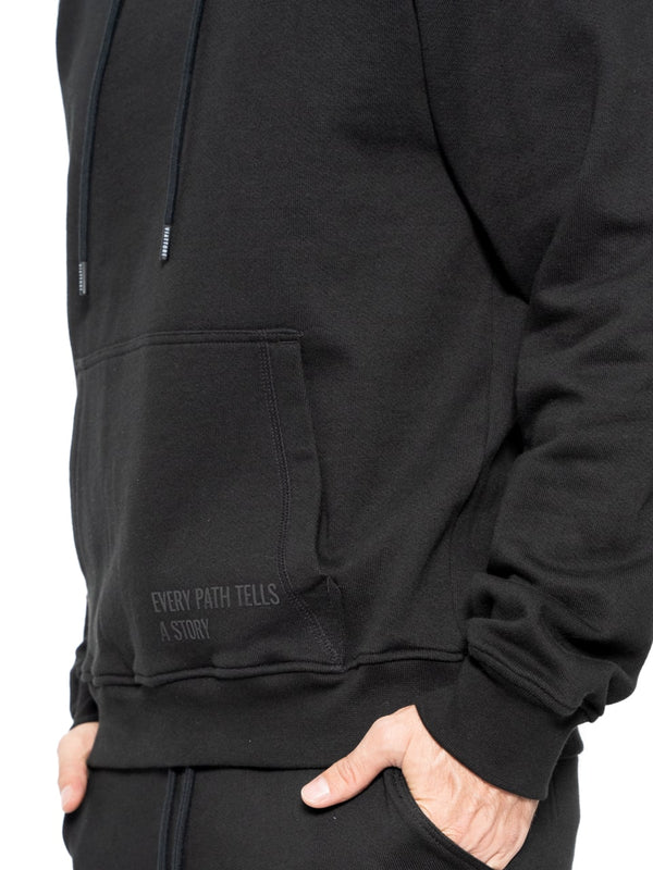 Hoodie con capucha Negro Hombre Algodón 370gr técnica de alta densidad