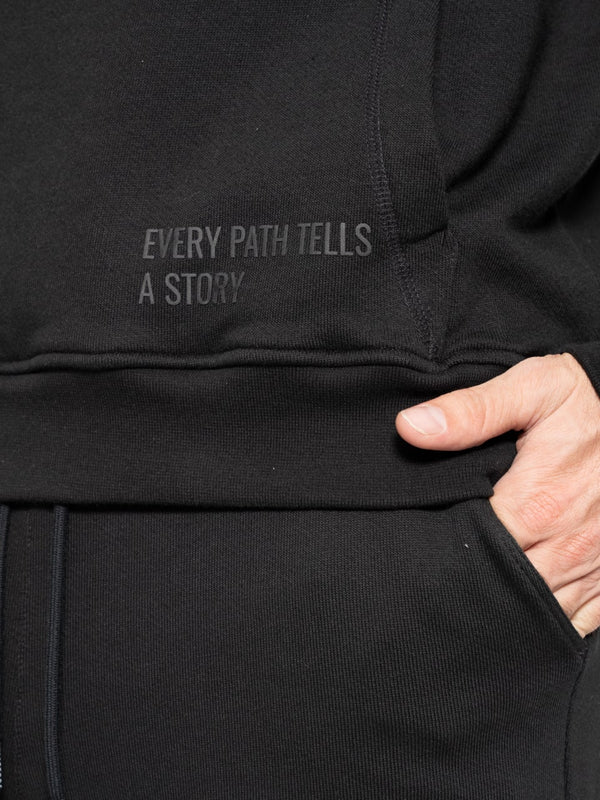 Hoodie con capucha Negro Hombre Algodón 370gr técnica de alta densidad