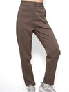 Pantalón Slouchy Café Mujer Poliéster con Isotipo VTT Bordado