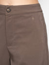 Pantalón Slouchy Café Mujer Poliéster con Isotipo VTT Bordado