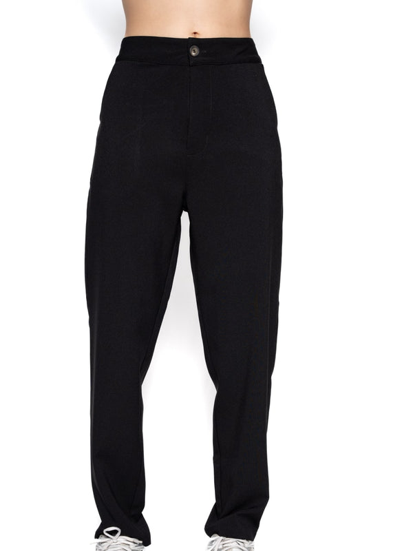 Pantalón Slouchy Negro Mujer Poliéster con Isotipo VTT Bordado