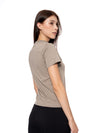 T-Shirt Regular Taupe Mujer Algodón 190gr con Técnica de Alta Densidad en Frente y Espalda