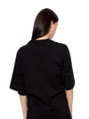 T-Shirt Corta Oversize Negra Mujer Algodón 190gr con Técnica Match en Media Densidad