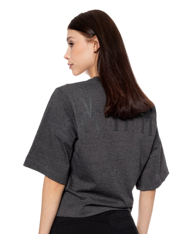 T-Shirt Oversize Corta Gris Mujer Algodón 190gr con Técnica de Alta y Media Densidad