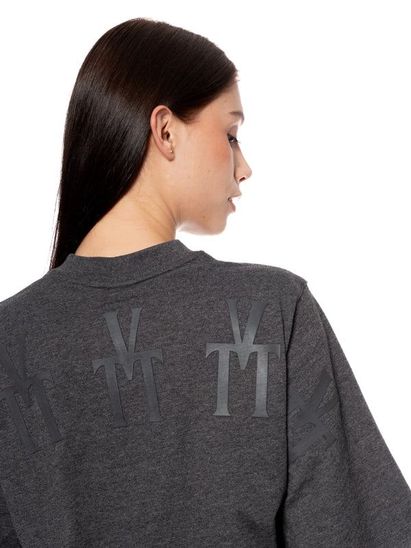 T-Shirt Oversize Corta Gris Mujer Algodón 190gr con Técnica de Alta y Media Densidad