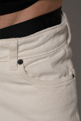 Jean Unisex Bordado Color Ivory