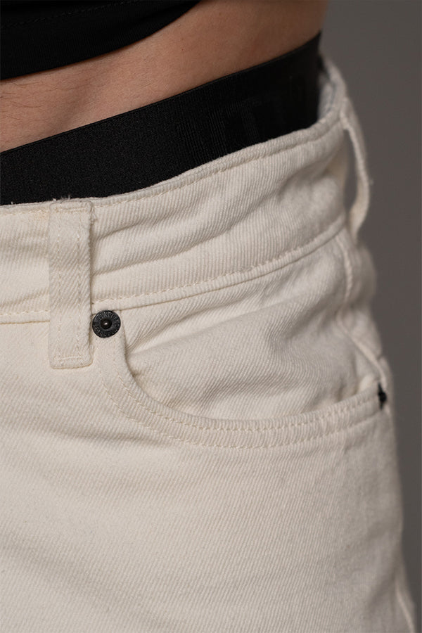 Jean Unisex Bordado Color Ivory