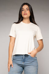 Camiseta Femenina Bordada Color Beige