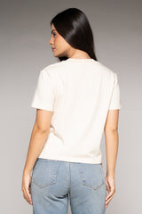 Camiseta Femenina Bordada Color Beige