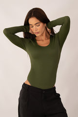 Body Escote Cuadrado Verde Mujer