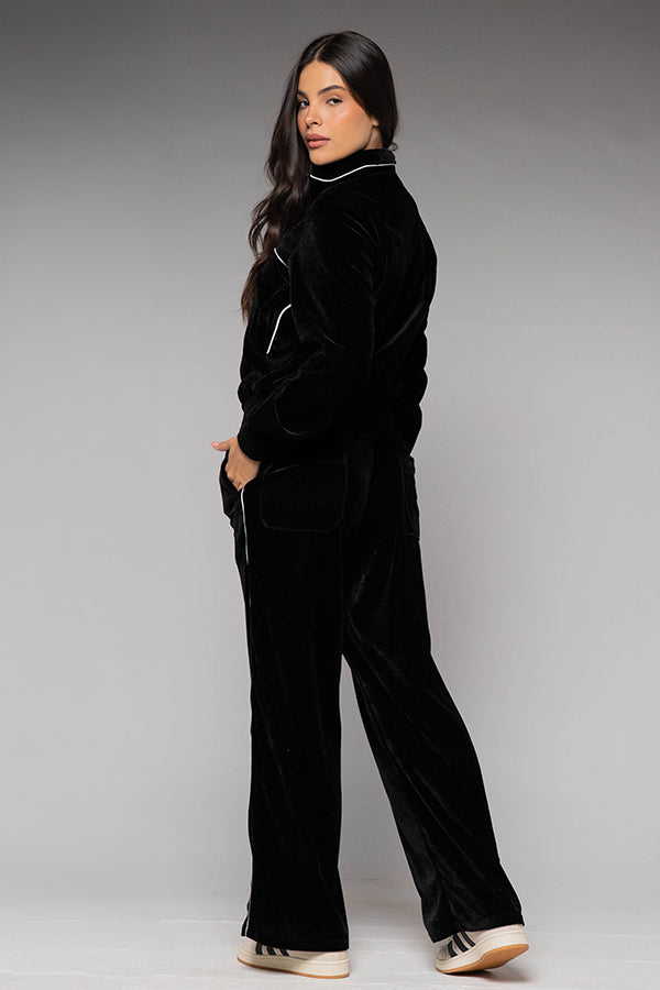Set Velvet Femenino Bordado Negro