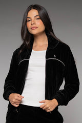 Chaqueta Femenina Bordada Color Negro