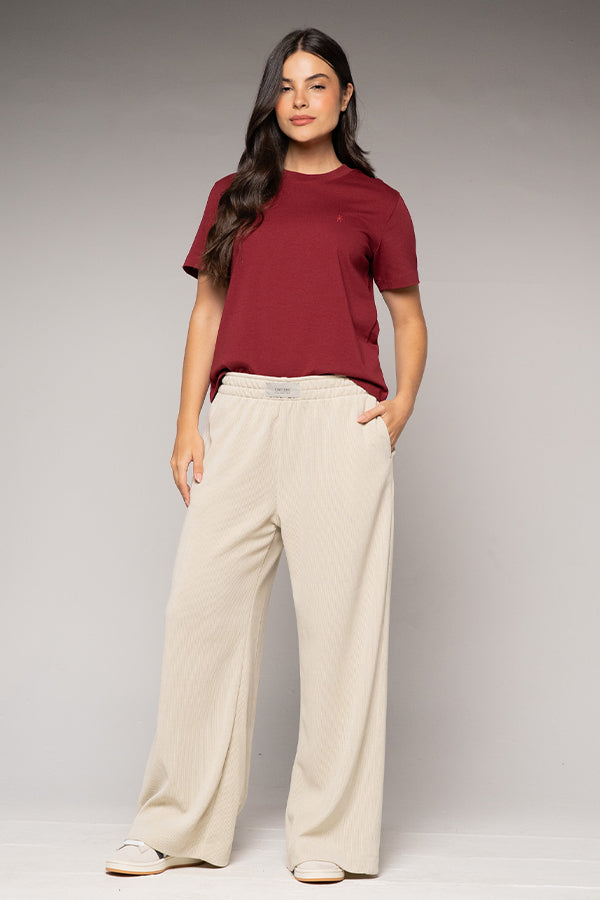 Pantalón Femenino En Corduroy Color Beige