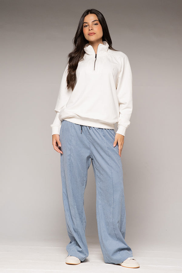 Pantalón Femenino Bordado Color Azul