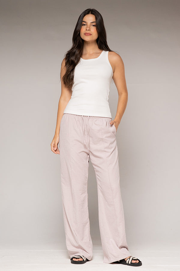Pantalón Femenino Bordado Color Rosa Claro