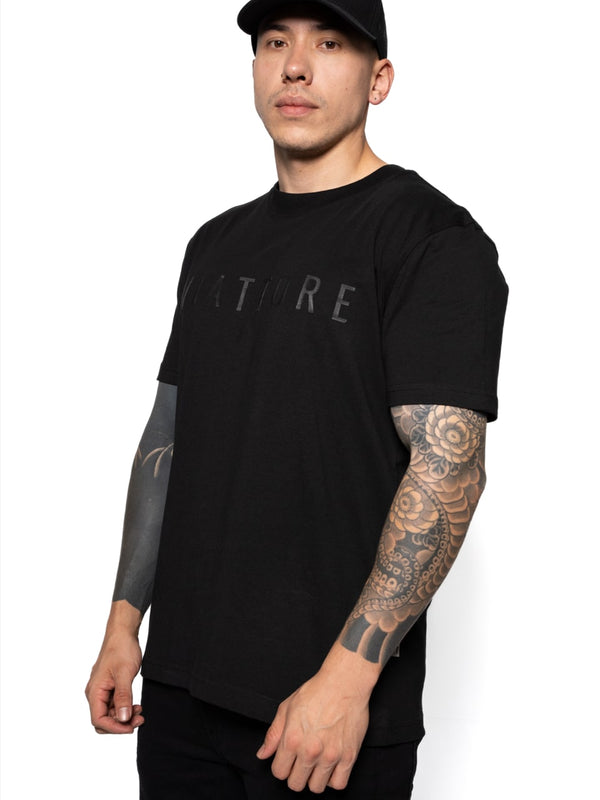Camiseta Hombre Negra Algodón 190gr Estampado Texturizado