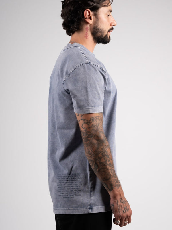 Camiseta Azul Snow Hombre Algodón 260gr Estampado Texturizado VTT