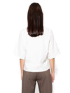 T-Shirt Oversize Corta Blanca Mujer Algodón 190gr con Técnica de Alta y Media Densidad