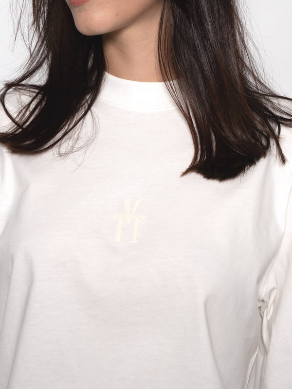 T-Shirt Oversize Corta Blanca Mujer Algodón 190gr con Técnica de Alta y Media Densidad
