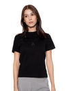 T-Shirt Regular Negra Mujer Algodón 190gr con Técnica de Alta Densidad en Frente y Espalda