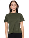 T-shirt Regular Verde Mujer Algodón 190gr con Alta Densidad Frontal y Espalda