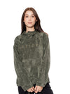 Hoodie Regular Verde Mujer Poliéster-Nylon-Spandex 240gr con Bordado Tono a Tono