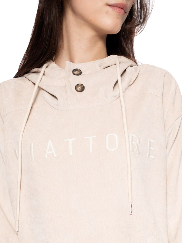 Hoodie Regular Café Mujer Poliéster-Nylon-Spandex 240gr con Bordado Tono a Tono