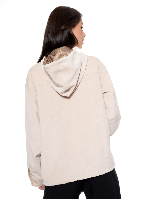 Hoodie Regular Café Mujer Poliéster-Nylon-Spandex 240gr con Bordado Tono a Tono