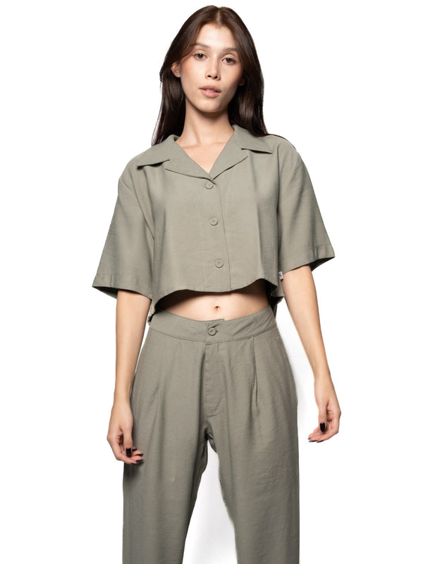 Pantalón Prense Oil Green Mujer Rayón-Poliéster con Isotipo VTT Bordado