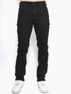 Jean Slim Fit Negro Hombre Algodón-Poliéster con Lavado y Desgastes Sutiles