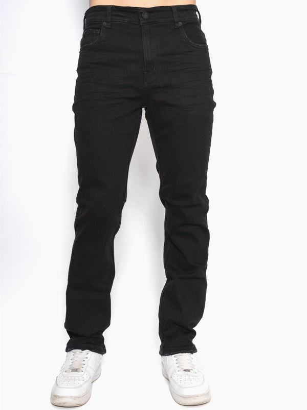 Jean Slim Fit Negro Hombre Algodón-Poliéster con Lavado y Desgastes Sutiles