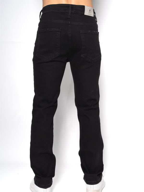 Jean Slim Fit Negro Hombre Algodón-Poliéster con Lavado y Desgastes Sutiles