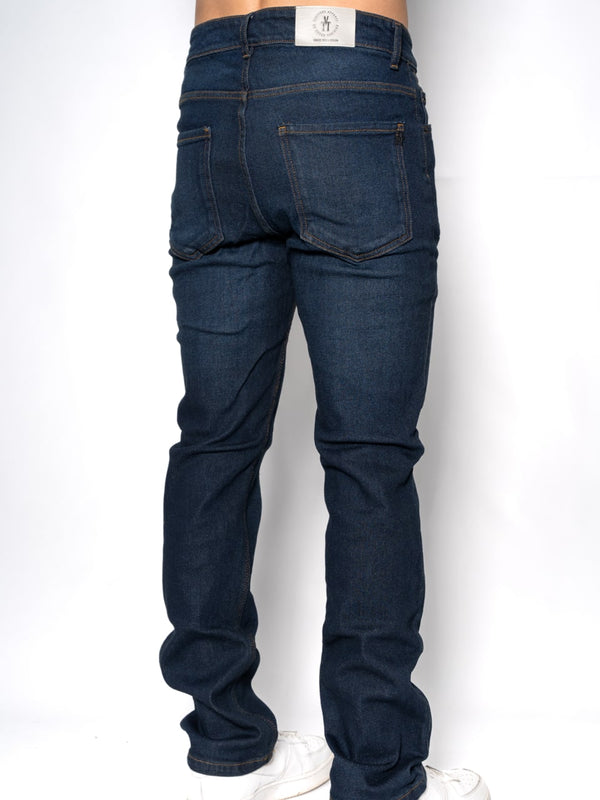 Jean Slim Fit Índigo Hombre Algodón-Elastano con Lavado y Detalles Sutiles