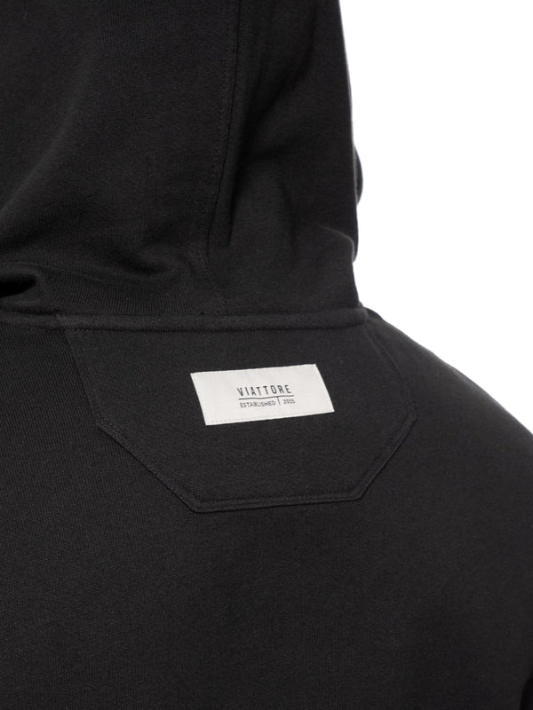 Hoodie con capucha Negro Hombre Algodón 370gr técnica de alta densidad