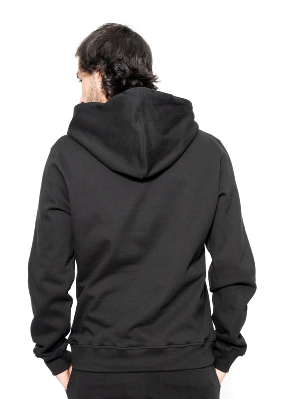 Hoodie con capucha Negro Hombre Algodón 370gr técnica de alta densidad