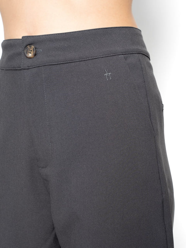 Pantalón Slouchy Gris Oscuro Mujer Poliéster con Isotipo VTT Bordado
