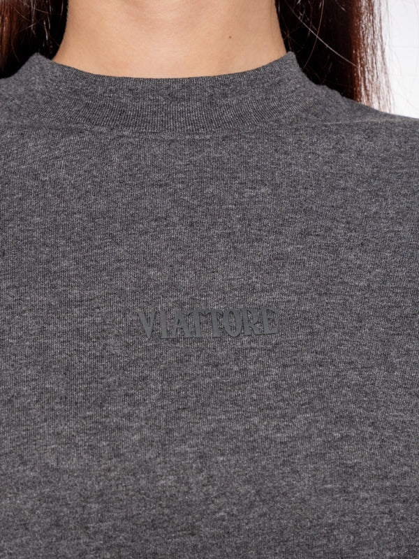T-Shirt Oversize Corta Gris Mujer Algodón 190gr con Técnica de Alta y Media Densidad