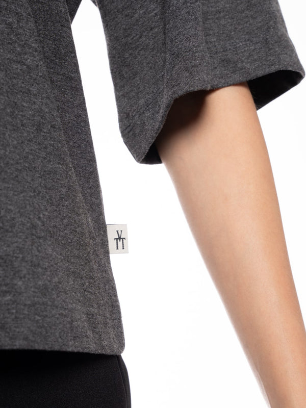 T-Shirt Oversize Corta Gris Mujer Algodón 190gr con Técnica de Alta y Media Densidad