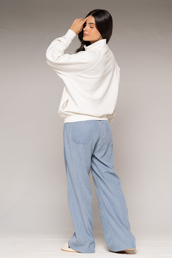Pantalón Femenino Bordado Color Azul