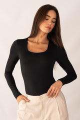 Body Escote Cuadrado Negro Mujer