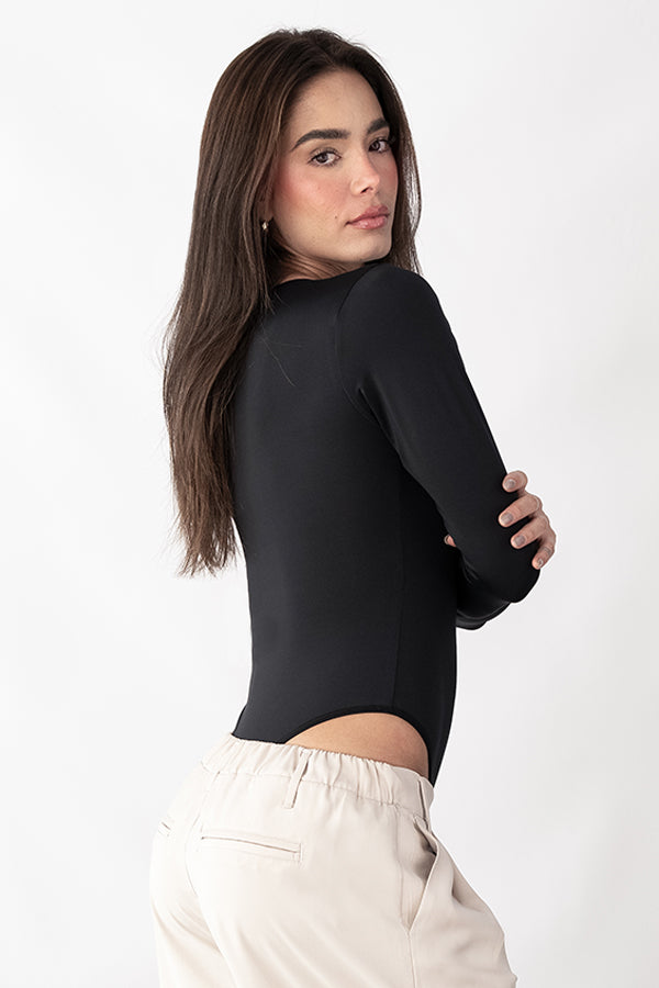 Body Escote Cuadrado Negro Mujer