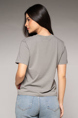 Camiseta Femenina Bordada Color Gris