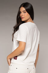 Camiseta Femenina Bordada Color Ivory