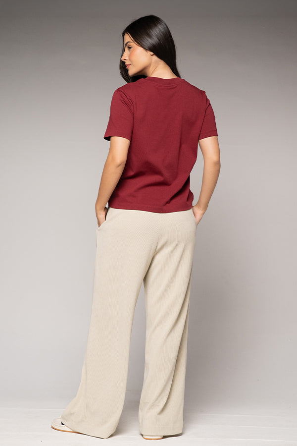 Pantalón Femenino En Corduroy Color Beige
