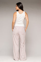 Pantalón Femenino Bordado Color Rosa Claro