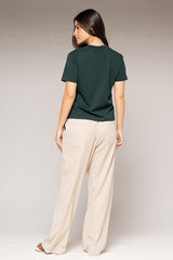 Camiseta Femenina Bordada Color Verde