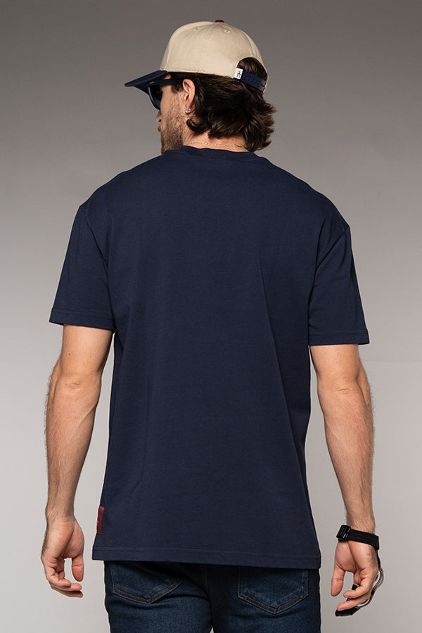 Camiseta Masculina Bordada Color Azul