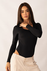 Body Escote Cuadrado Negro Mujer