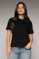 Camiseta Femenina Bordada Color Negro