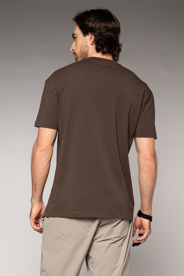 Camiseta Masculina Estampada Color Café